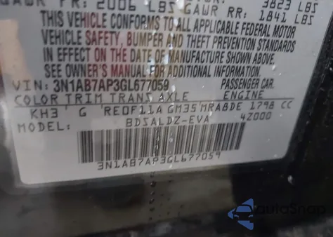 2016 Nissan Sentra Sv из США, поврежденный, VIN 3N1AB7AP3GL677059